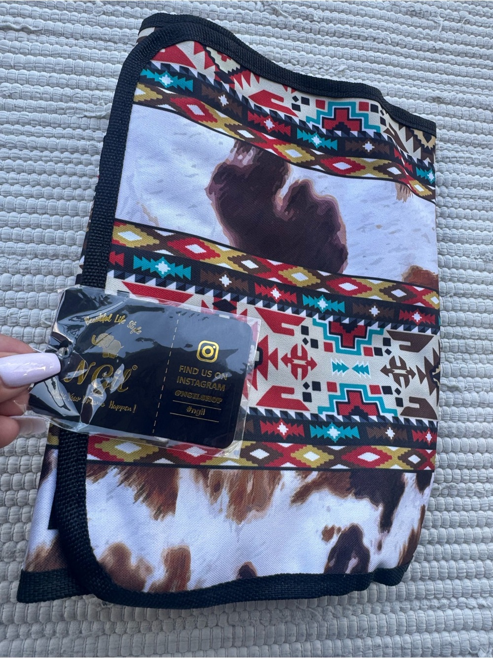 NGIL Western Cow Print Hanging Travel Toiletry Organizer Cosmetic Bag NWT - Picture 2 of 9